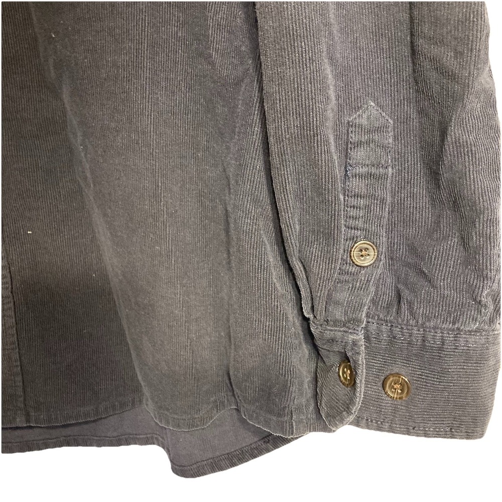 Vtg J Peterman Corduroy Button Up Shirt Mens Large Black Grandfather - Picture 3 of 8